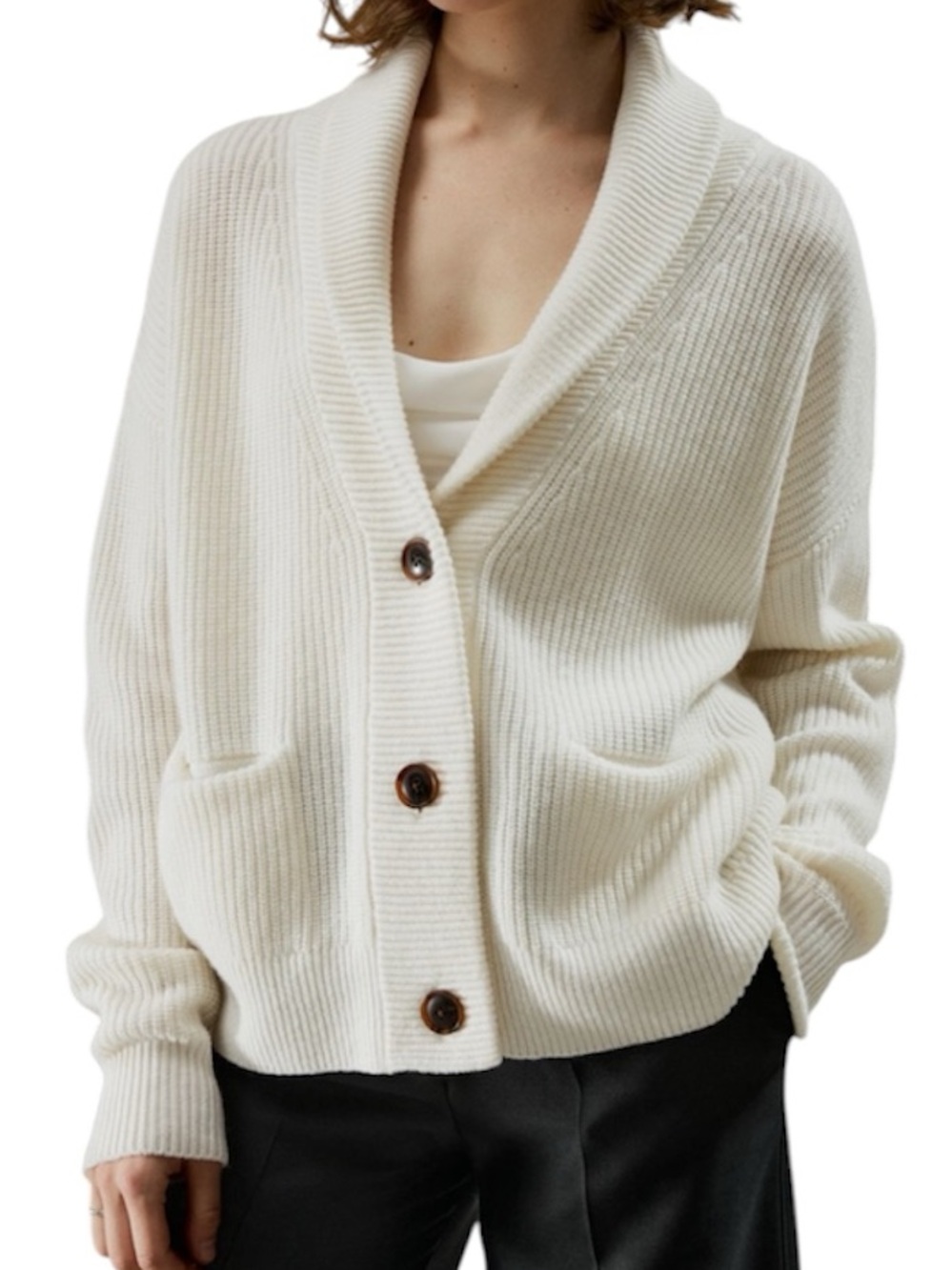 Lilysilk  Wool-Cashmere Blend Shawl Collar Cardigan